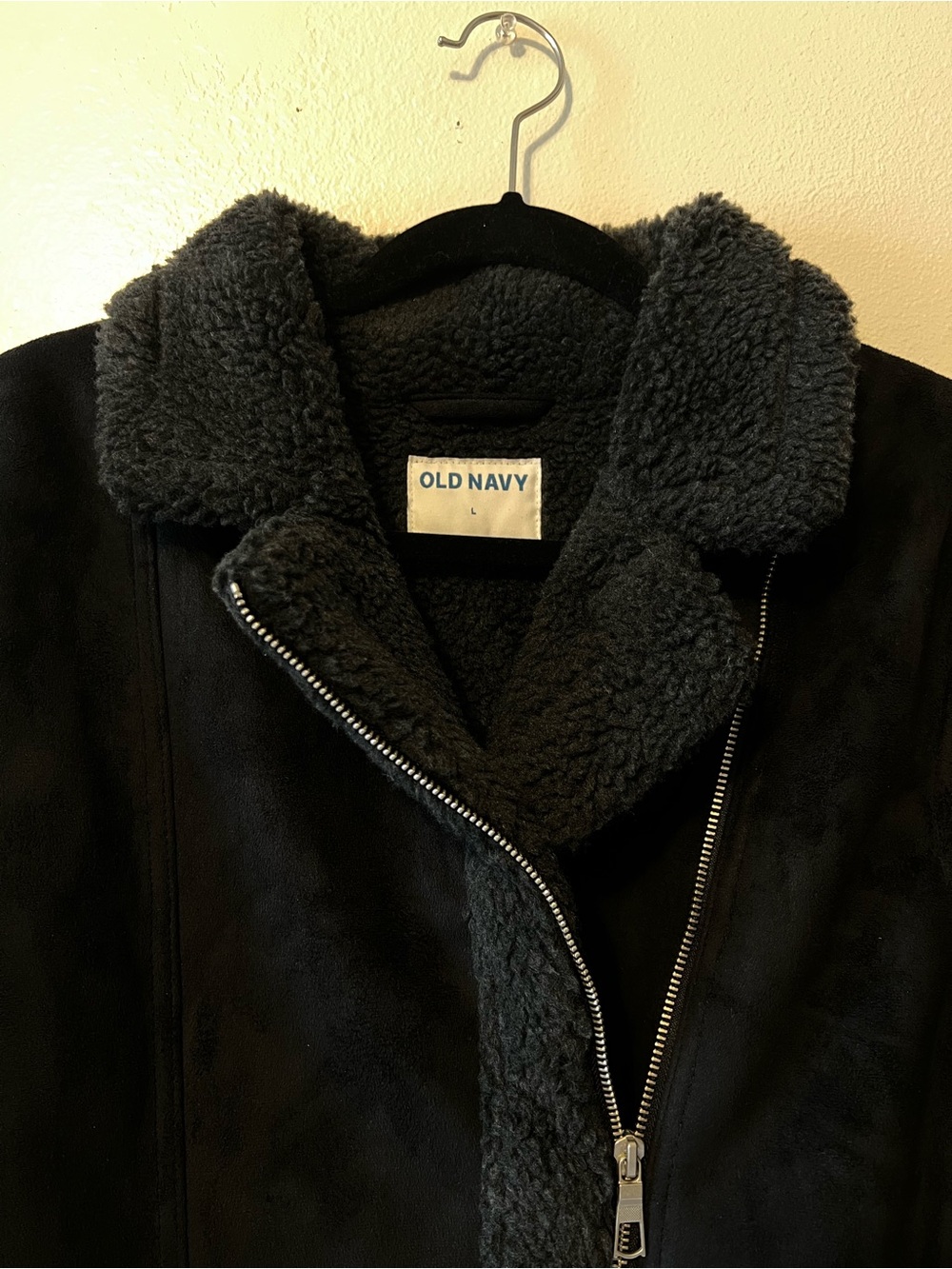 Old Navy Faux Suede Sherpa Lined Moto Jacket - Picture 3 of 7
